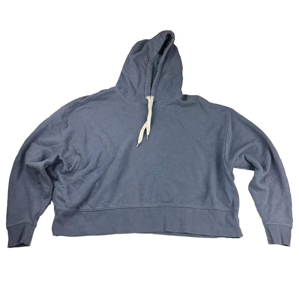 CALIA Women's L Washed Blue Oversized Pullover Hoodie Sorona Cotton Sweatshirt